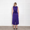 Victoria Beckham Purple Cobalt Satin V Neck Midi Dress