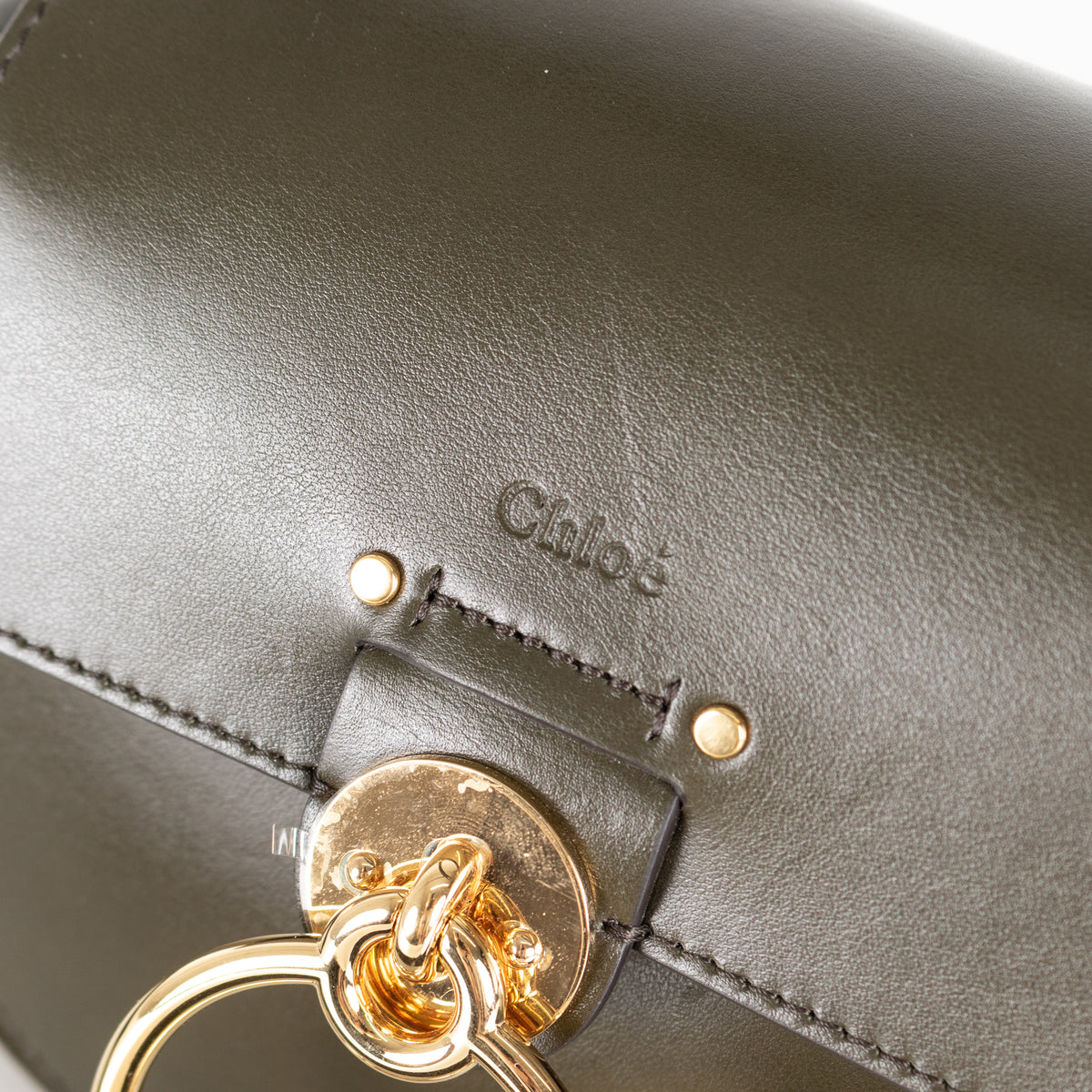 Chloé Small Tess Khaki Leather Shoulder Bag