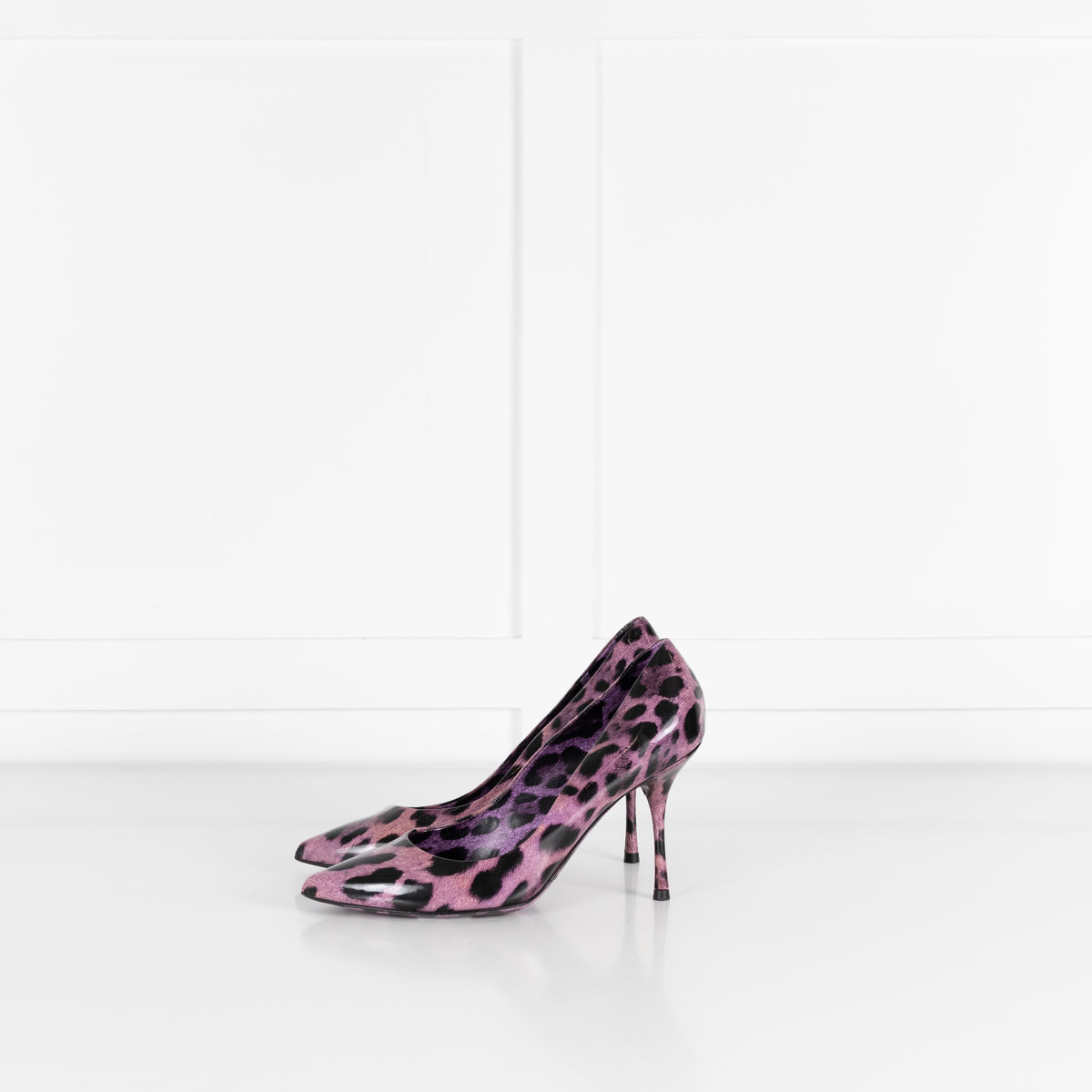 Dolce & Gabbana Purple Leopard Print Patent Court Shoe