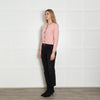Sezane Pale Pink Black Velvet Heart Button Knitted Cardigan