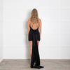 David Koma Black Metal Flower Halterneck Gown