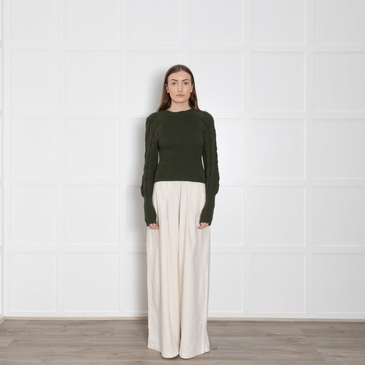 Pinko Green Arm Cable Knit Jumper