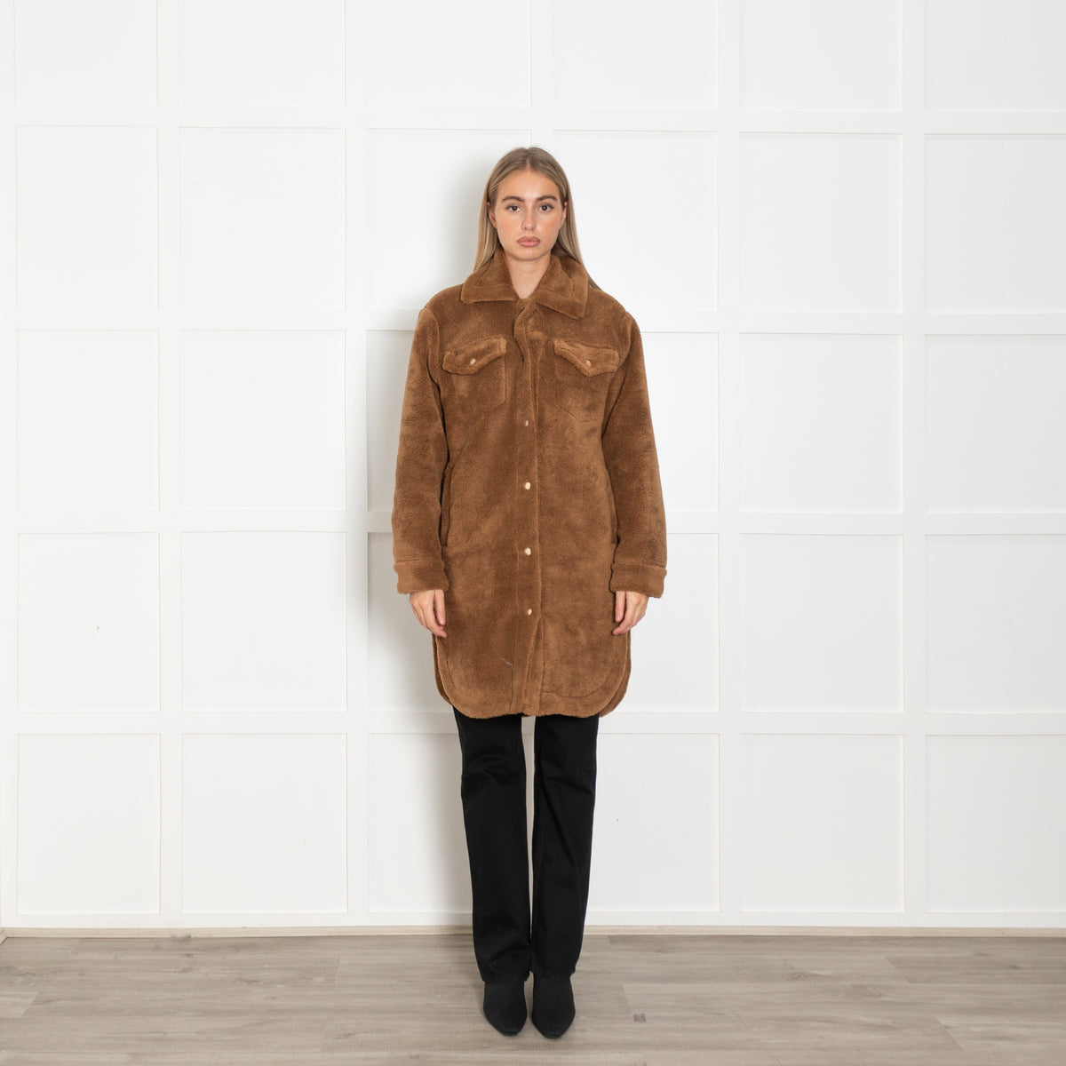 Suncoo Brown Teddy Long Shacket