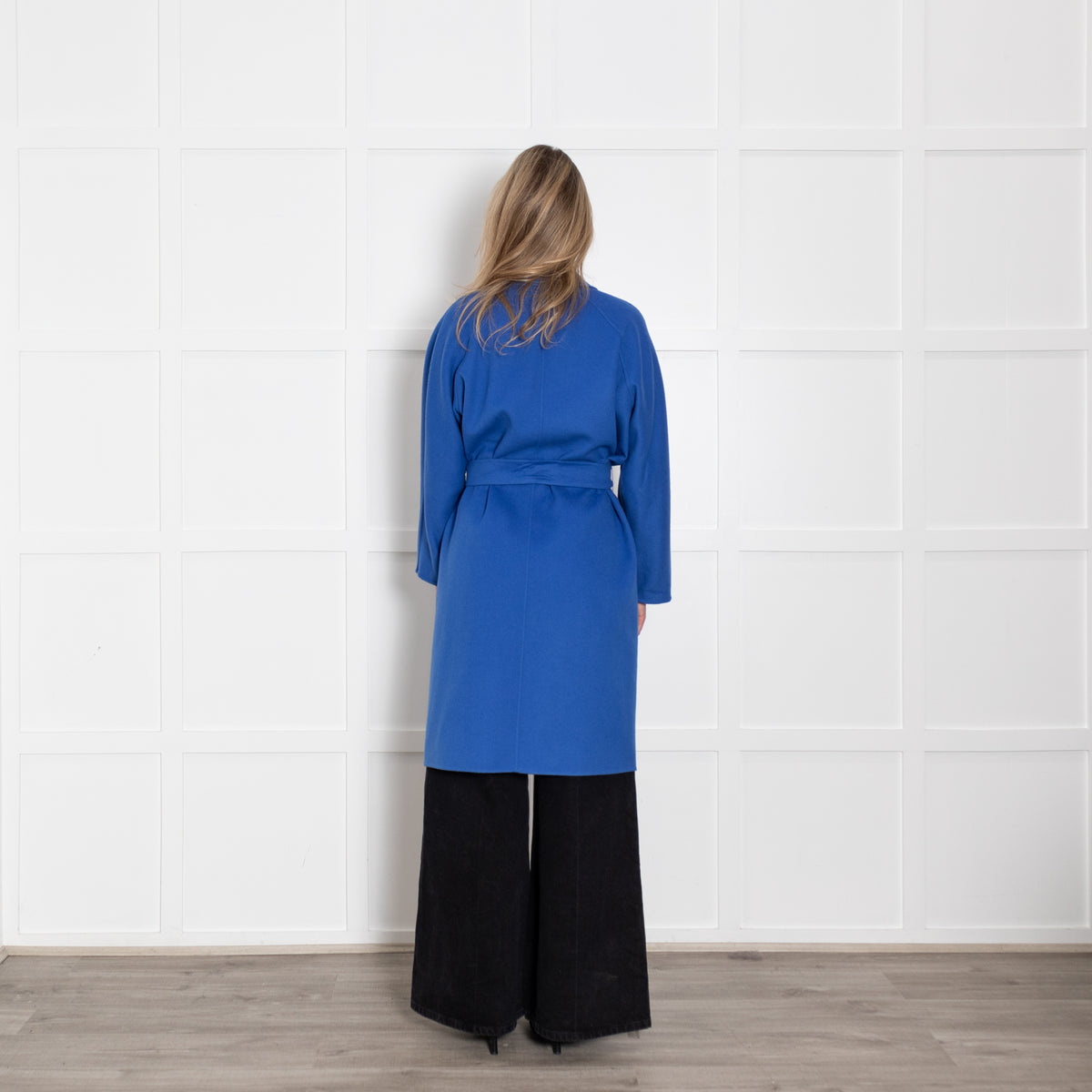 Max Mara Blue Wool Angora Blend Belted Coat