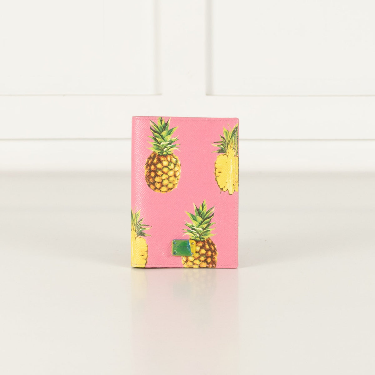 Dolce & Gabbana Pink Pineapple Leather Passport Holder