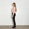 Sezane Pale Pink Black Velvet Heart Button Knitted Cardigan