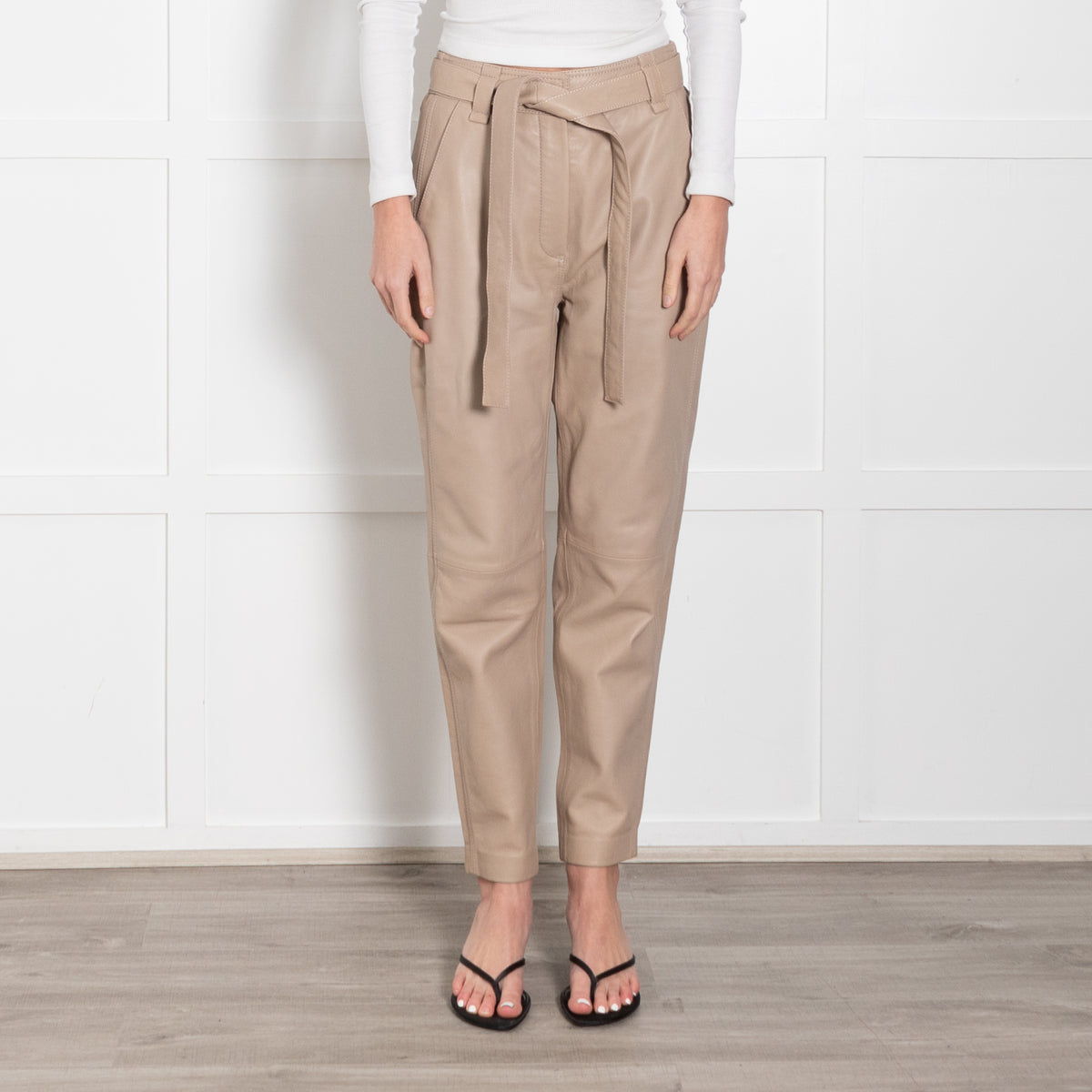 SECOND FEMALE Indie Humus Leather Trousers With Belt