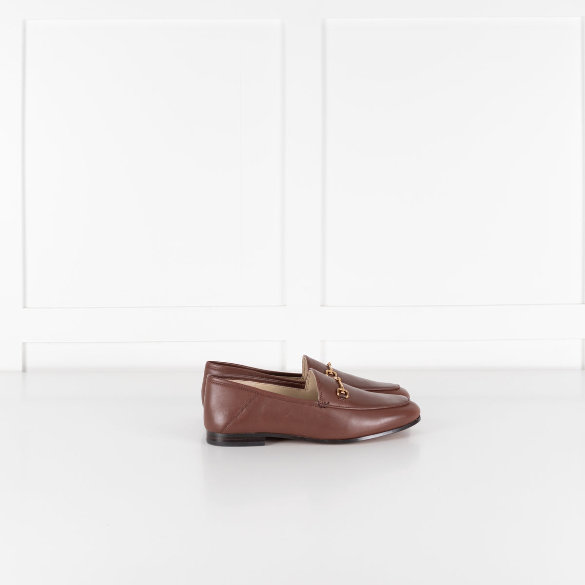 Sam Edelman Brown Leather Loraine Loafers With Gold Horsebit Detail