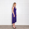 Victoria Beckham Purple Cobalt Satin V Neck Midi Dress