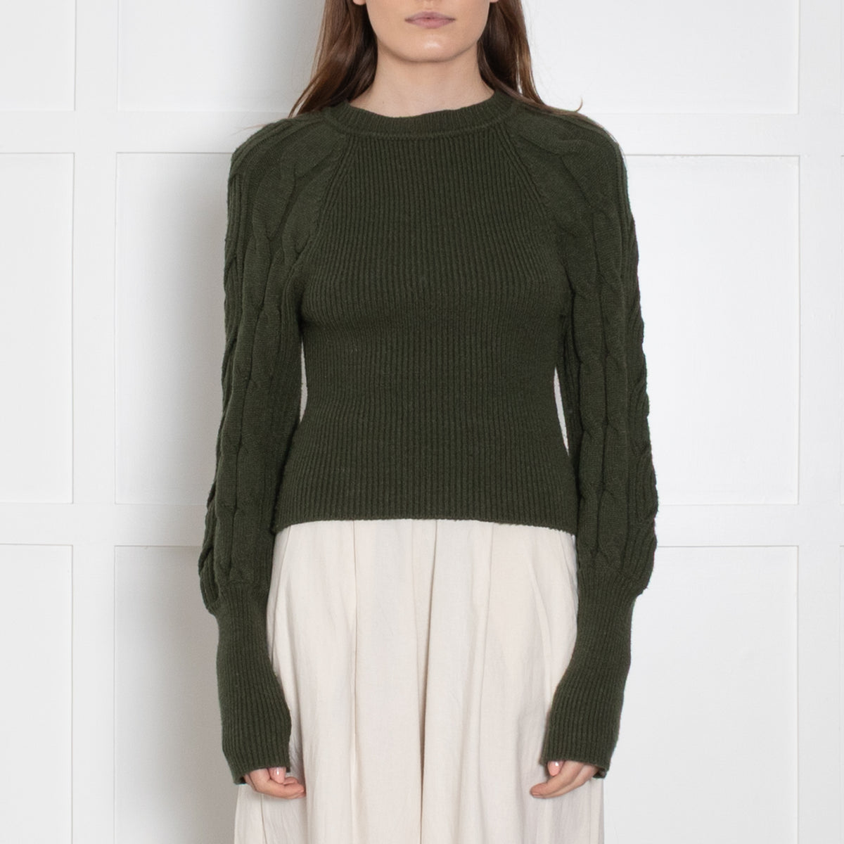 Pinko Green Arm Cable Knit Jumper