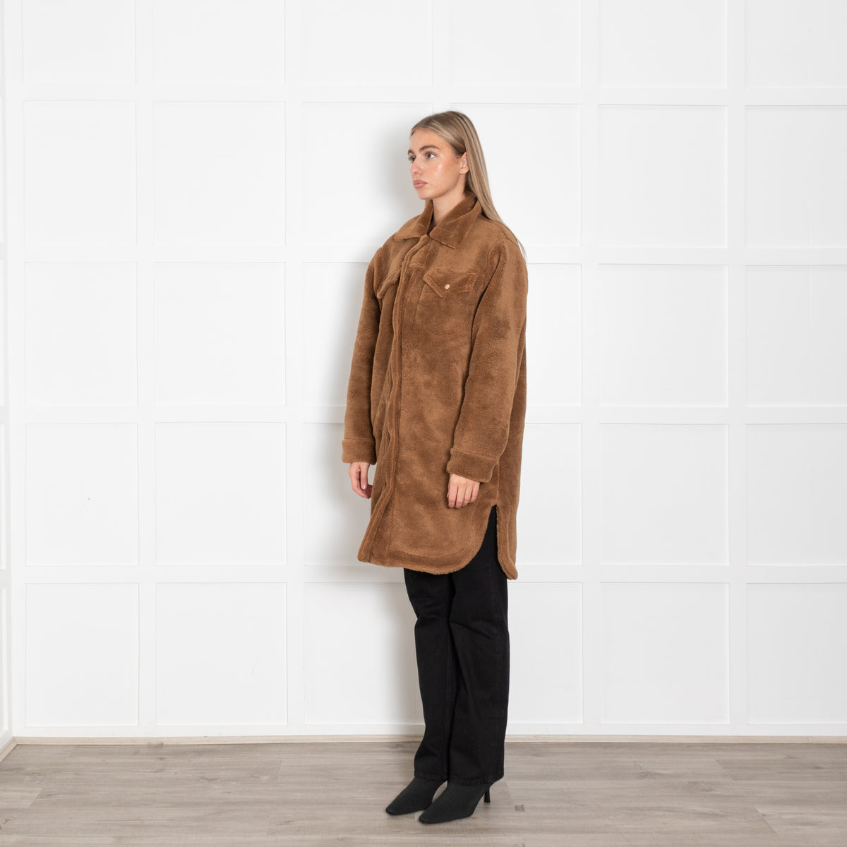 Suncoo Brown Teddy Long Shacket
