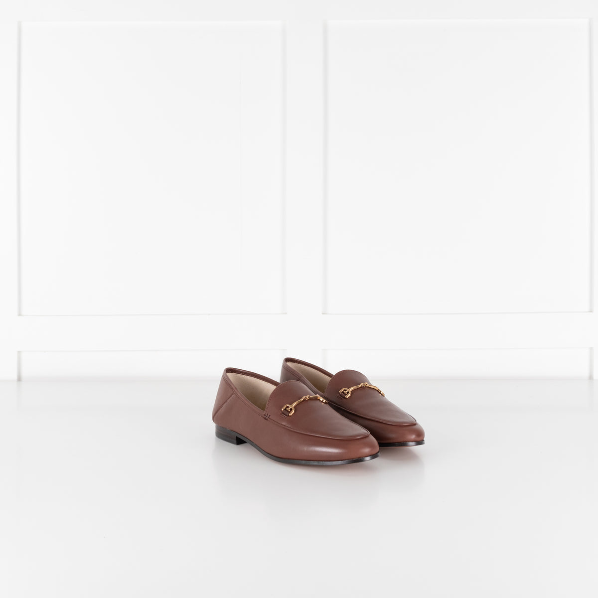 Sam Edelman Brown Leather Loraine Loafers With Gold Horsebit Detail