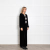 Saloni Camille Black Velvet Bow Embroidery Jumpsuit