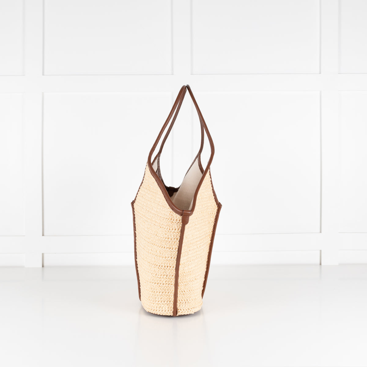 Hereu Natural Calella Raffia Brown Leather Trim Bag