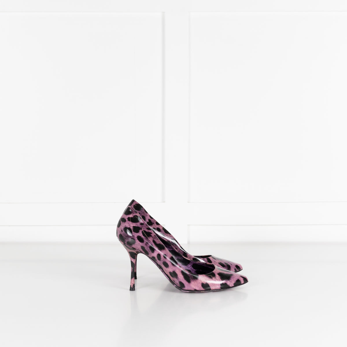 Dolce & Gabbana Purple Leopard Print Patent Court Shoe