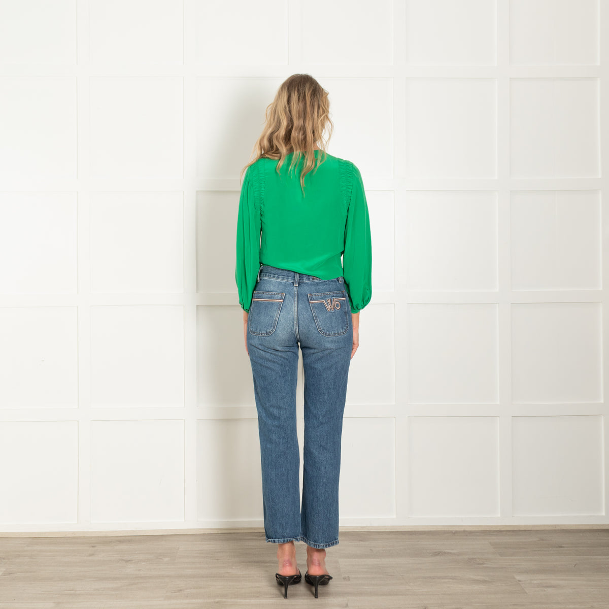 Joie Green Silk Ruched Side Detail Blouse