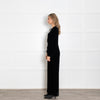 Saloni Camille Black Velvet Bow Embroidery Jumpsuit