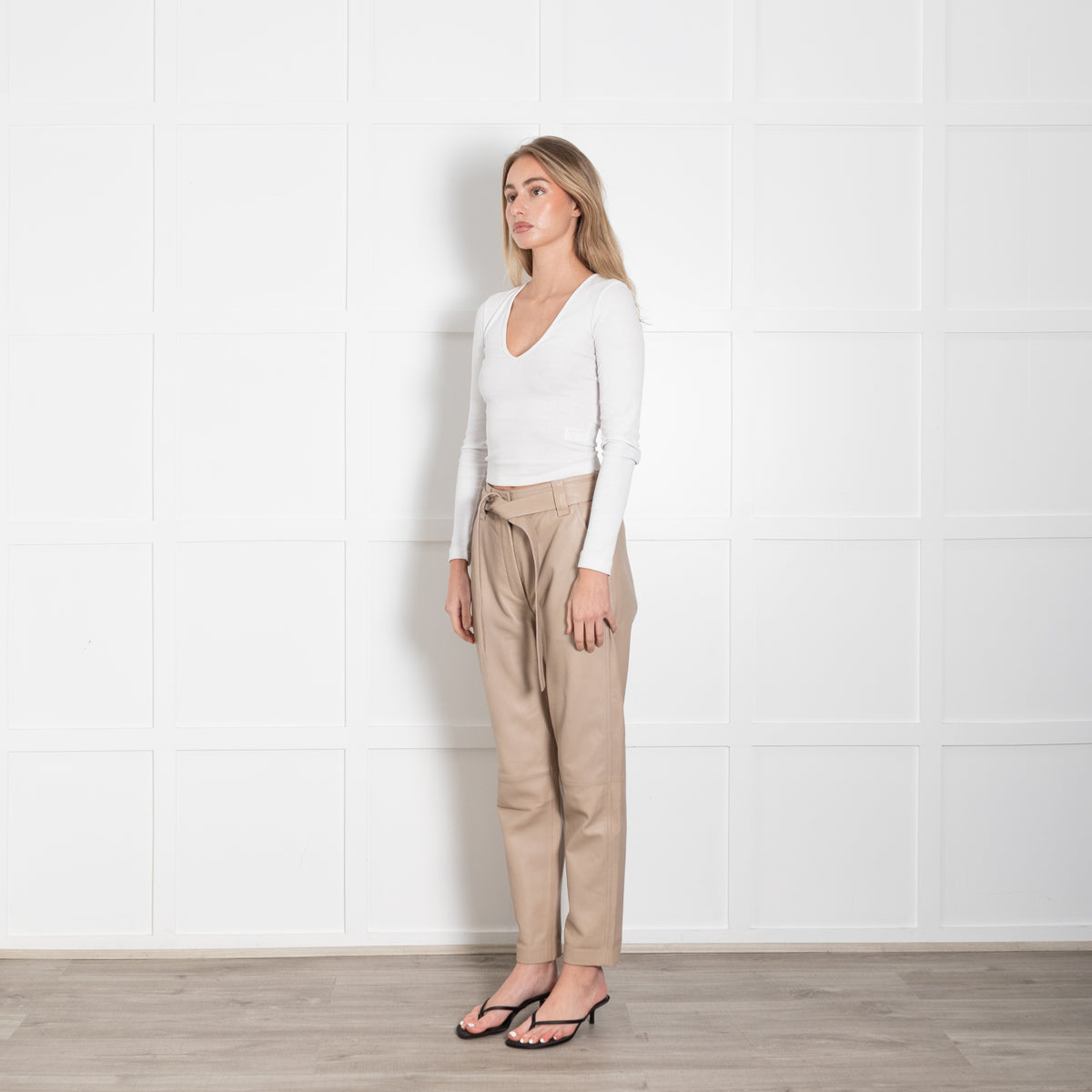 SECOND FEMALE Indie Humus Leather Trousers With Belt