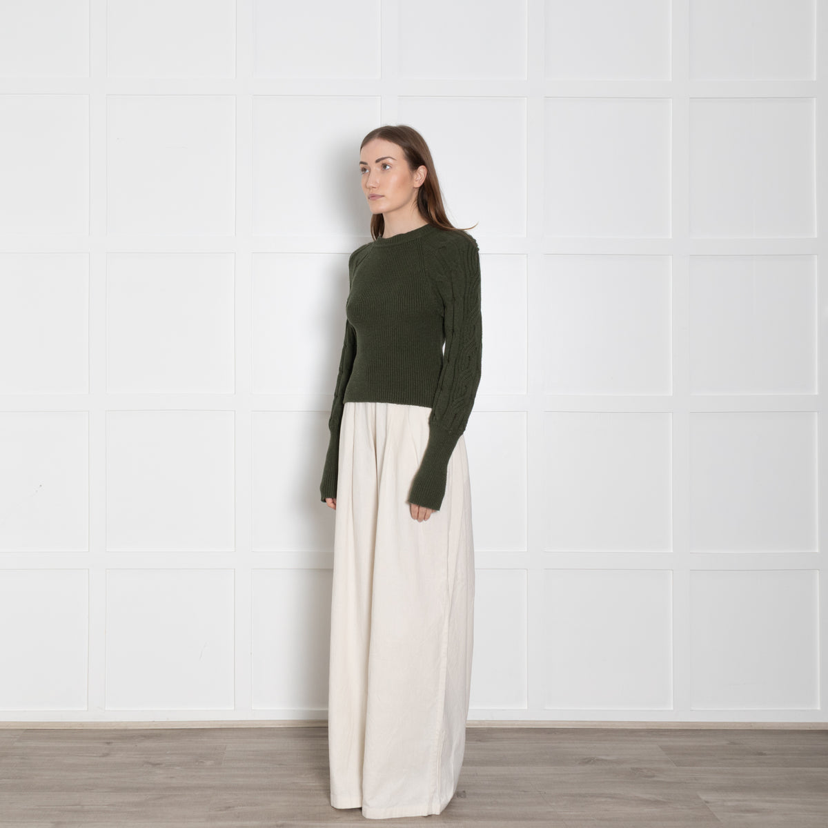 Pinko Green Arm Cable Knit Jumper