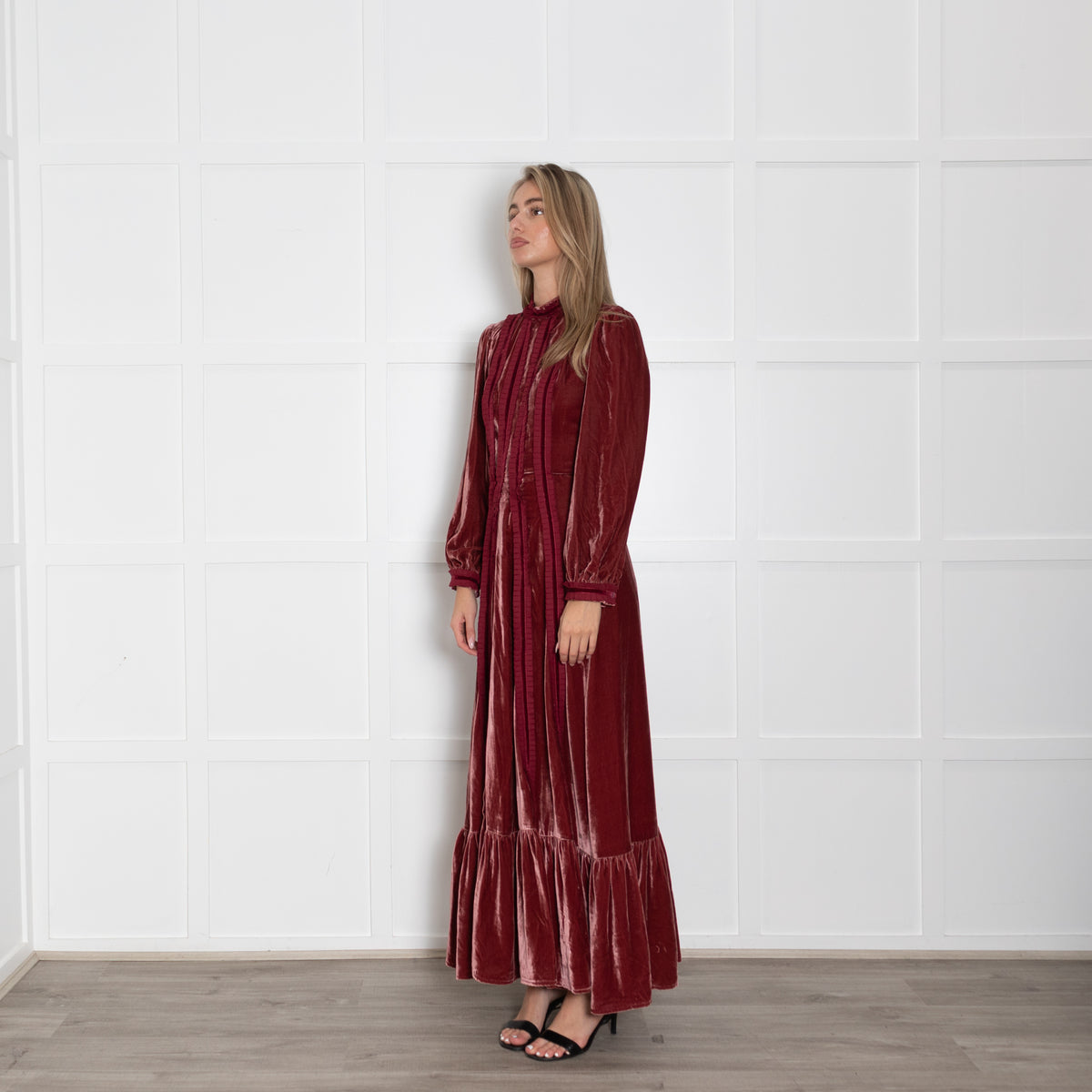 Lisou Raspberry Crushed Velvet  Gigi Dress
