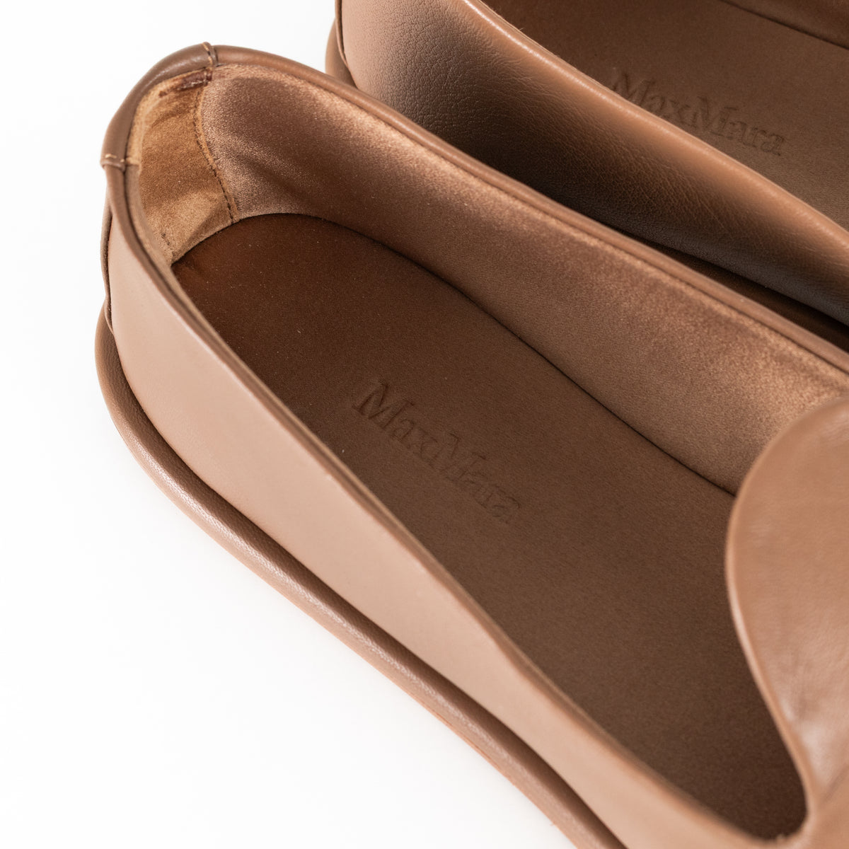 Max Mara Brown Leather Leen Slippers