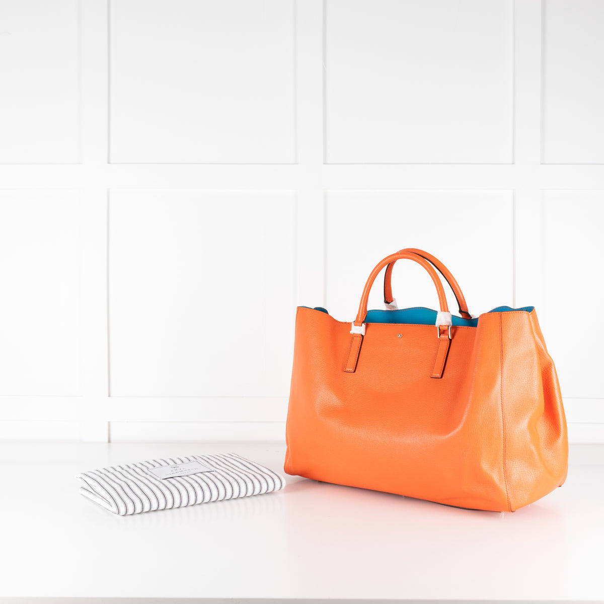 Anya Hindmarch Orange Grained Leather Tote Bag