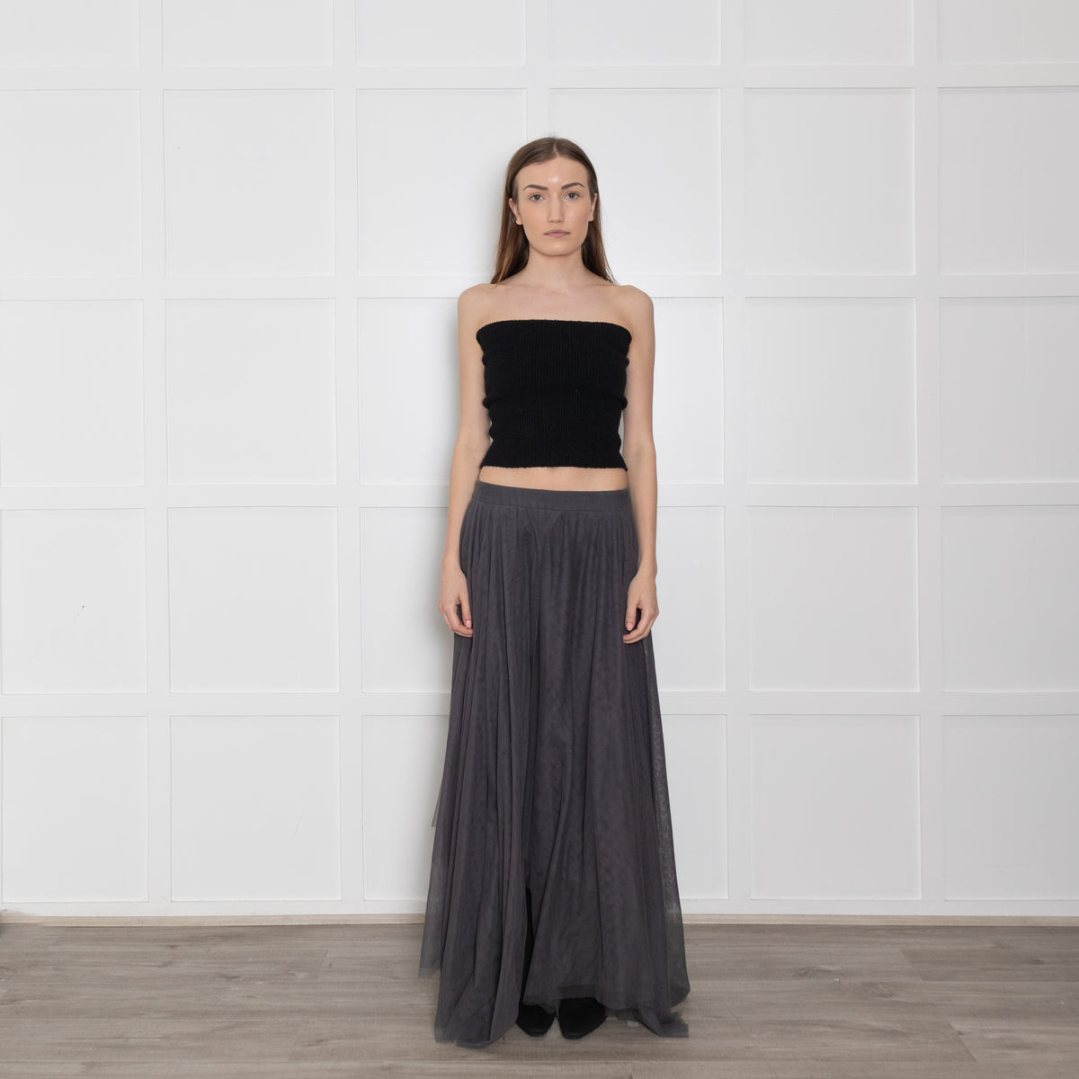 Brunello Cuccinelli Grey Tuille Raggedy Hem Skirt