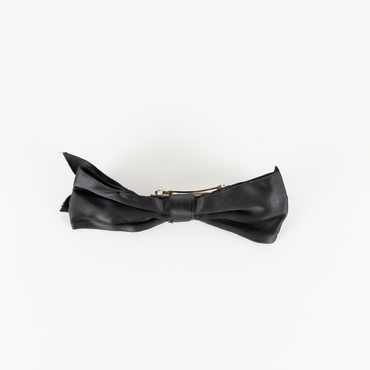 Chanel Black Satin Large Bow Hair Clip