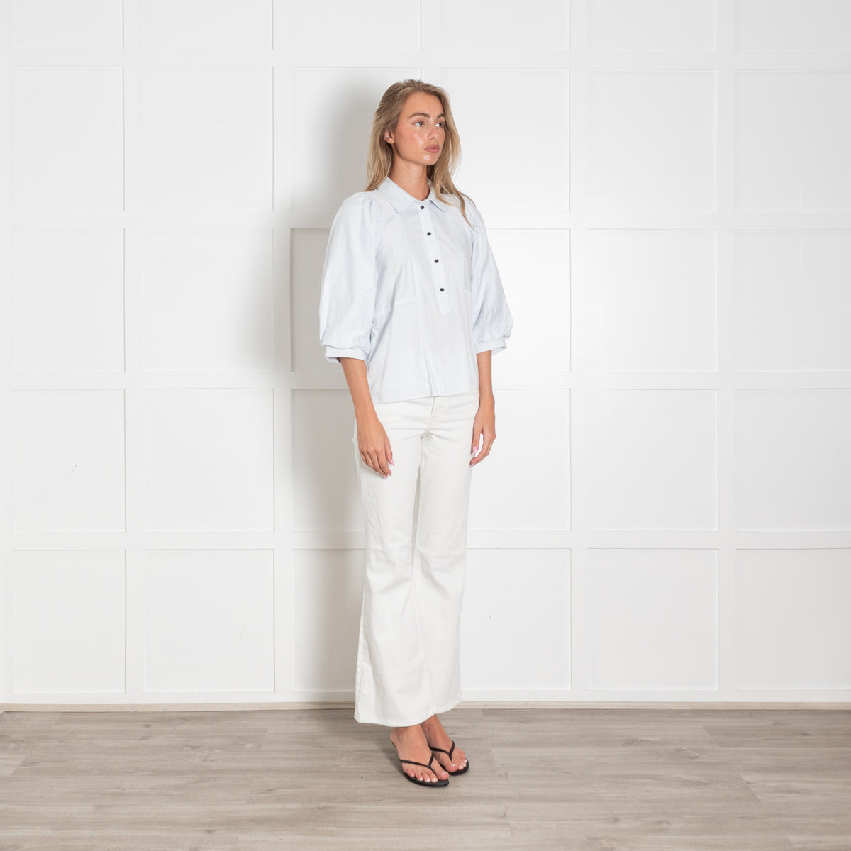 Munthe Pale Blue Collard Puff Blouse