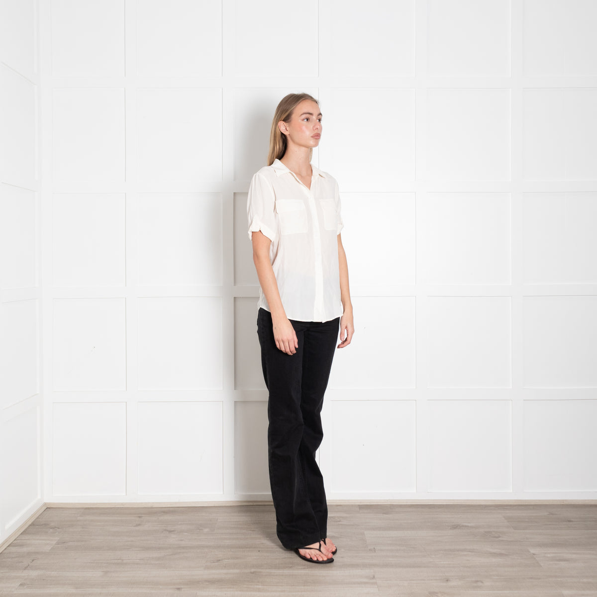 Equipment Cream Silk Short Sleeve Shirt