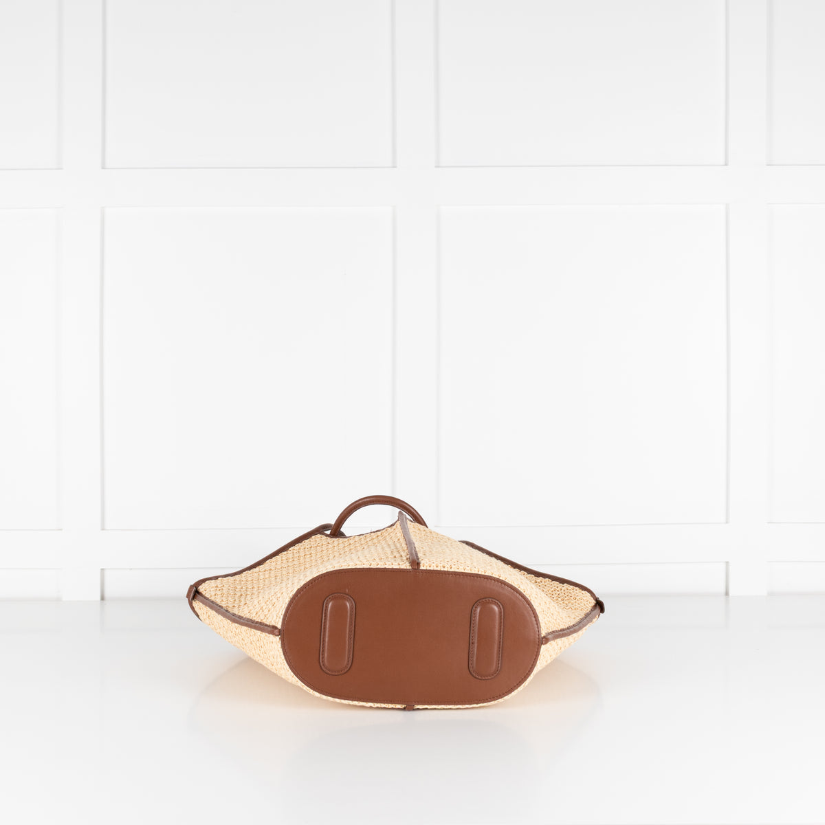 Hereu Natural Calella Raffia Brown Leather Trim Bag