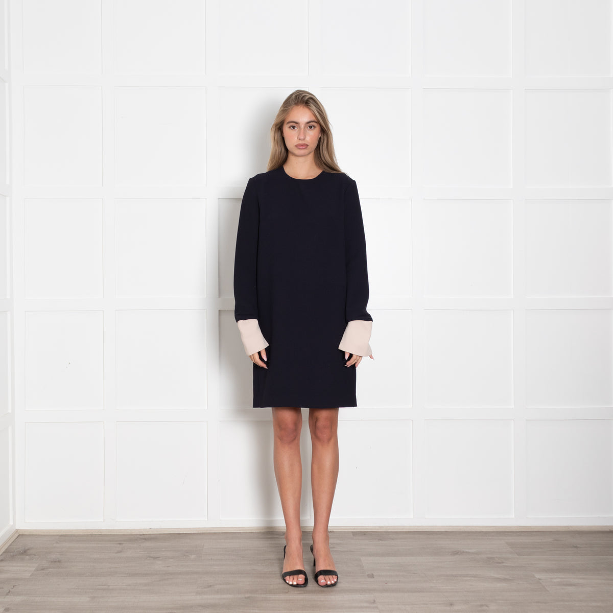 Iris & Ink Navy Long Sleeve Shift Dress