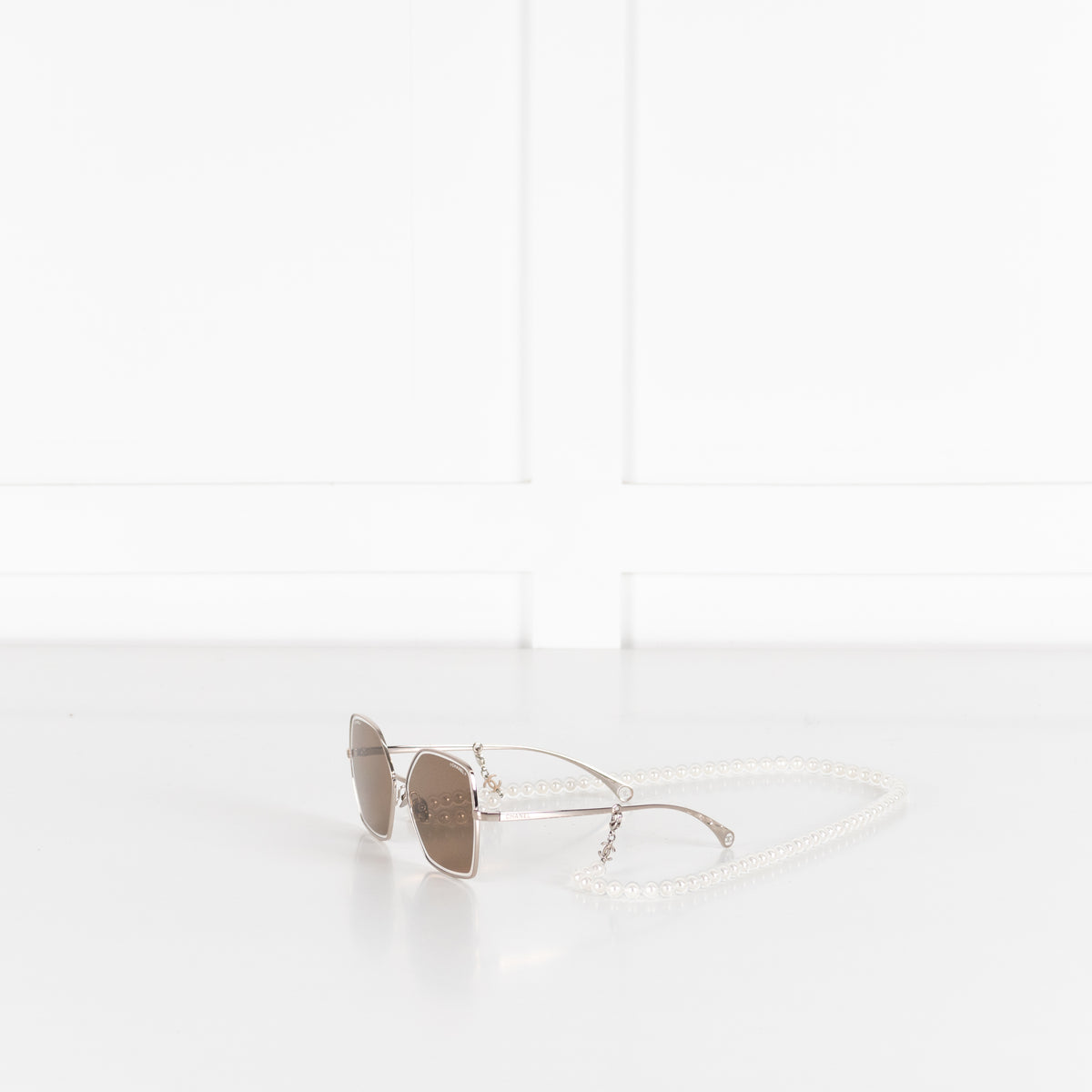 Chanel Light Lens Oversized Butterfly Sunglasses with Pearl Chain