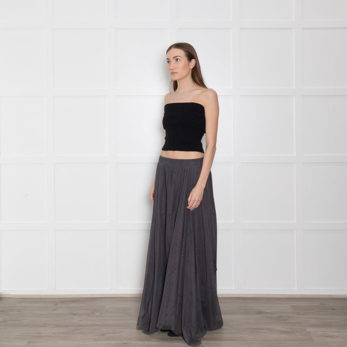 Brunello Cuccinelli Grey Tuille Raggedy Hem Skirt