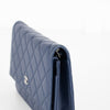 Chanel Blue Lambskin Leather Wallet On The Chain