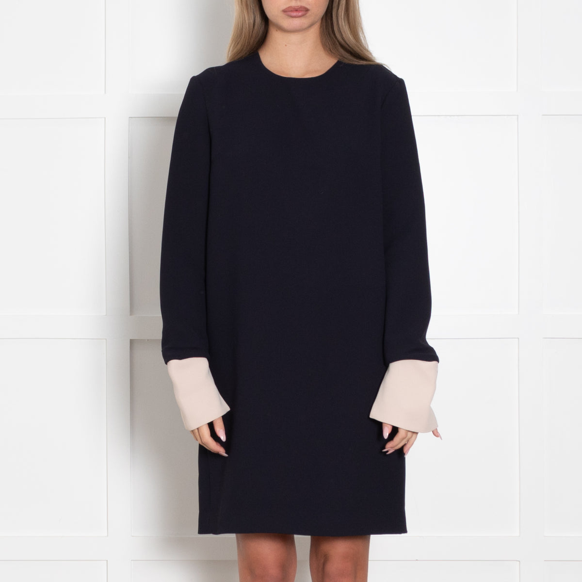 Iris & Ink Navy Long Sleeve Shift Dress