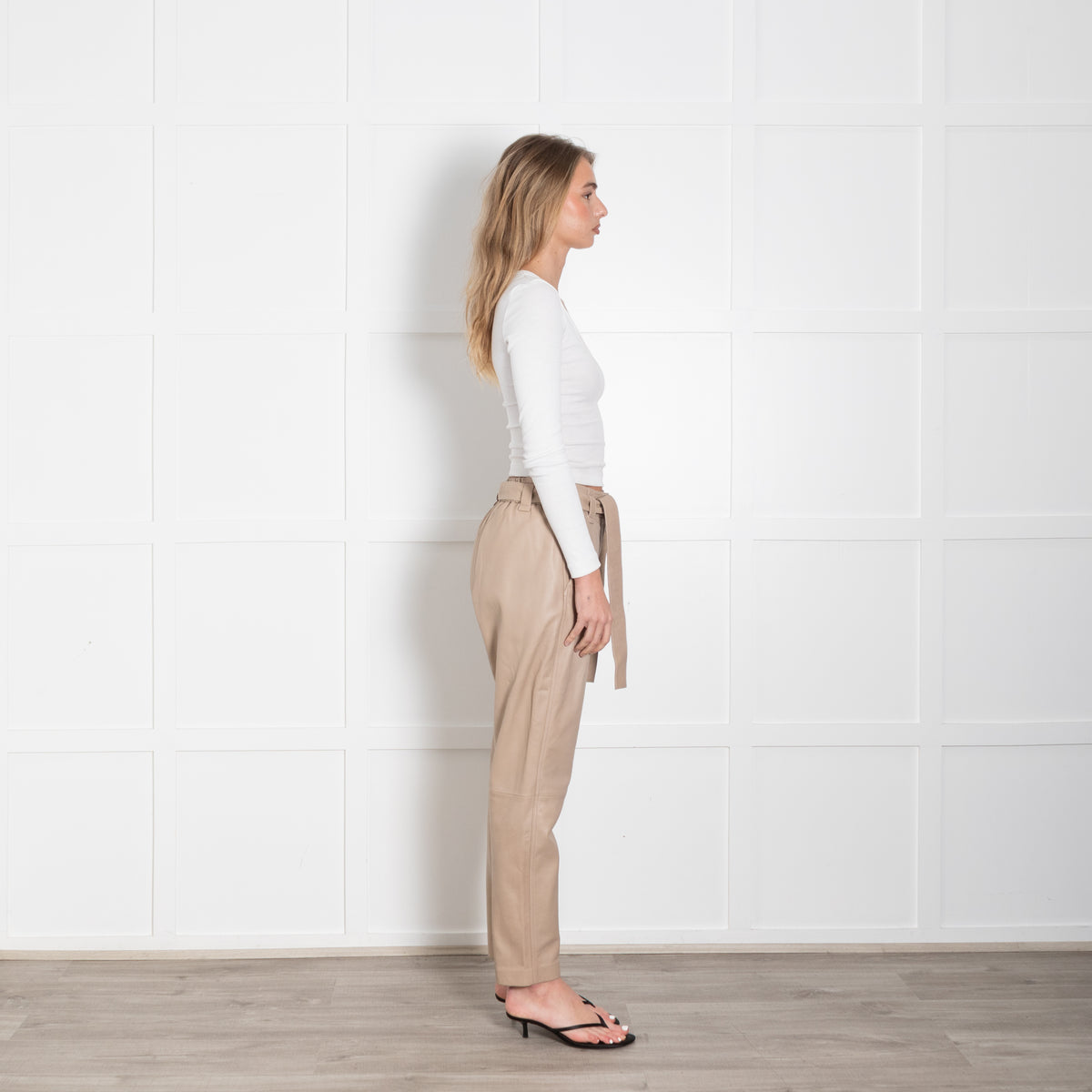 SECOND FEMALE Indie Humus Leather Trousers With Belt