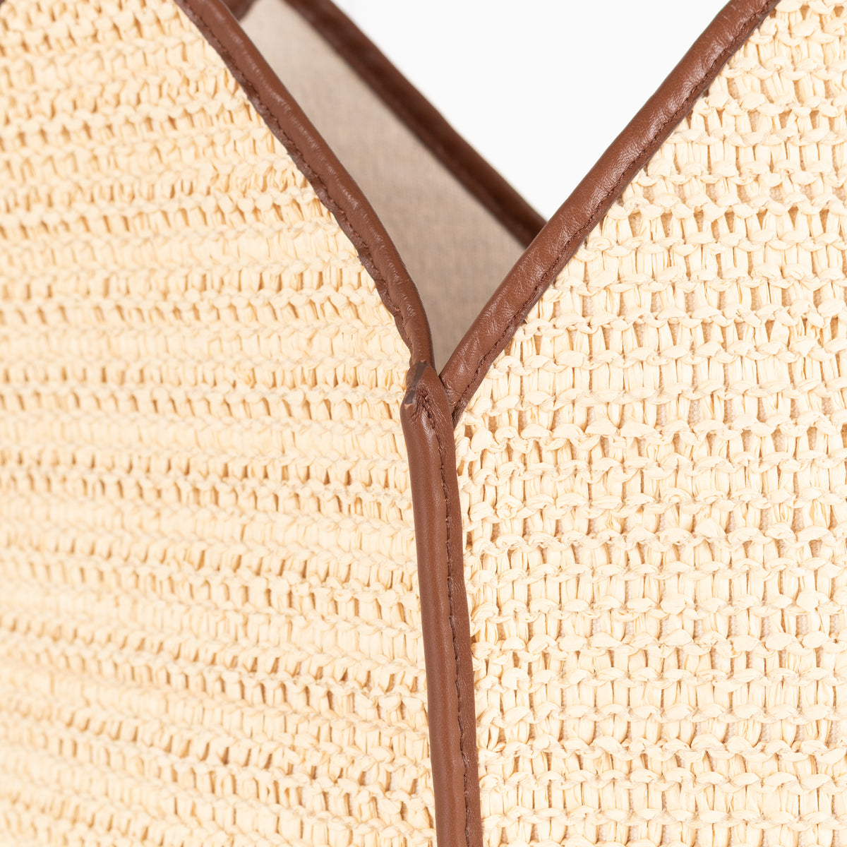 Hereu Natural Calella Raffia Brown Leather Trim Bag