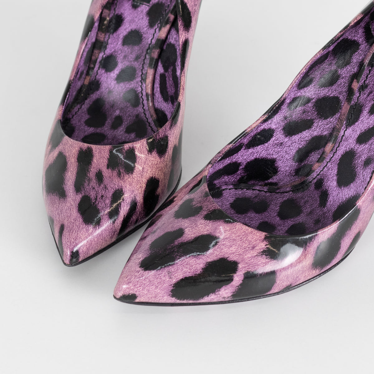 Dolce & Gabbana Purple Leopard Print Patent Court Shoe