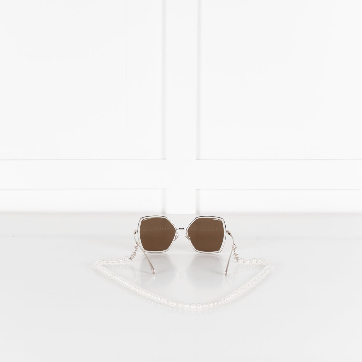 Chanel Light Lens Oversized Butterfly Sunglasses with Pearl Chain