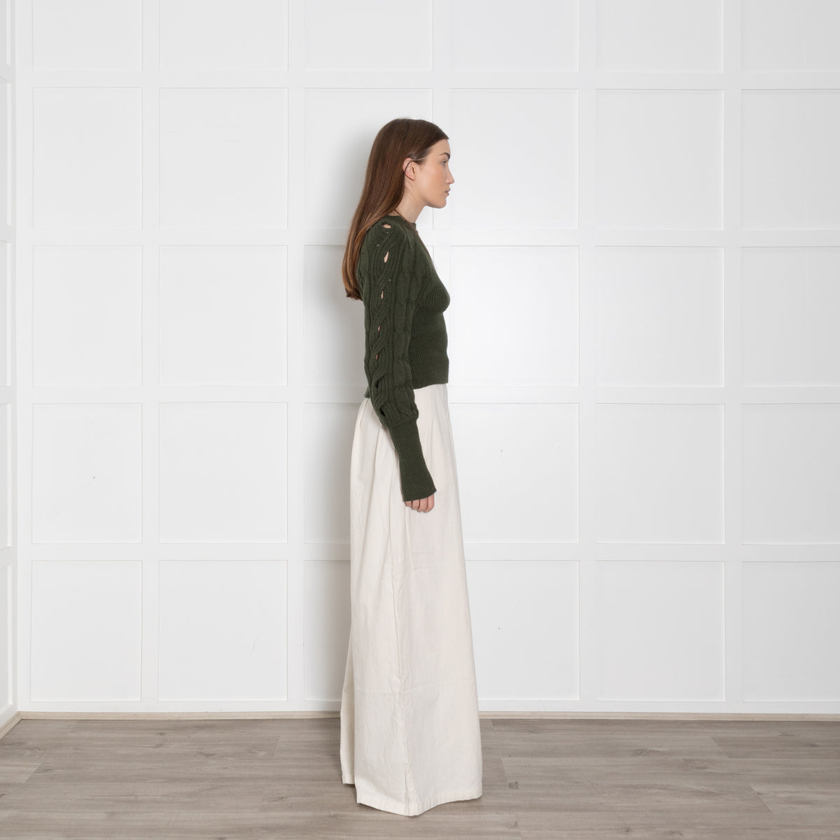 Pinko Green Arm Cable Knit Jumper