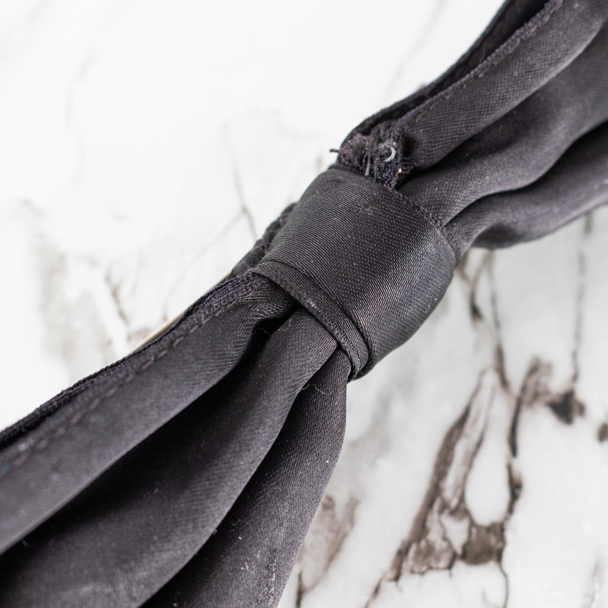 Chanel Black Satin Large Bow Hair Clip