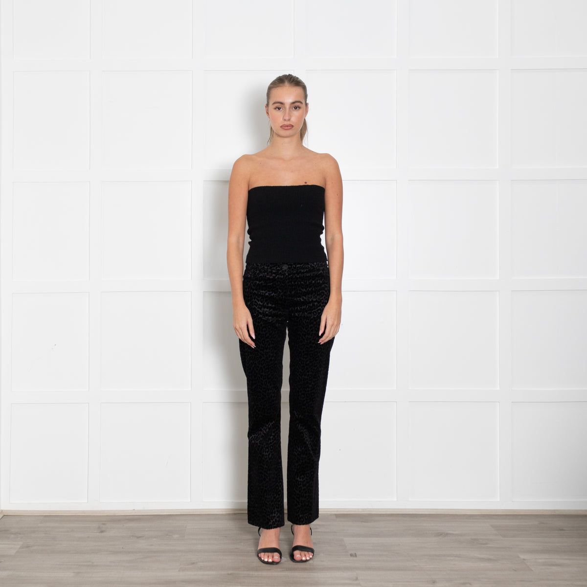 The Kooples Black On Black Animal Print Devore Trousers