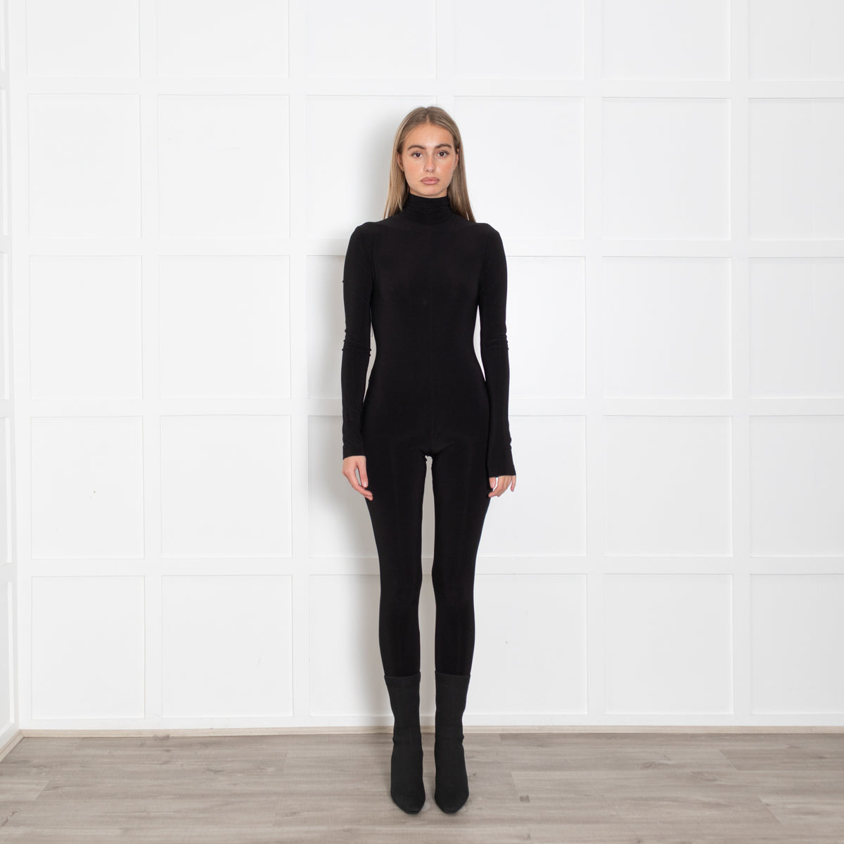 Norma Kamali Black Stretch Backless Catsuit