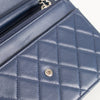 Chanel Blue Lambskin Leather Wallet On The Chain