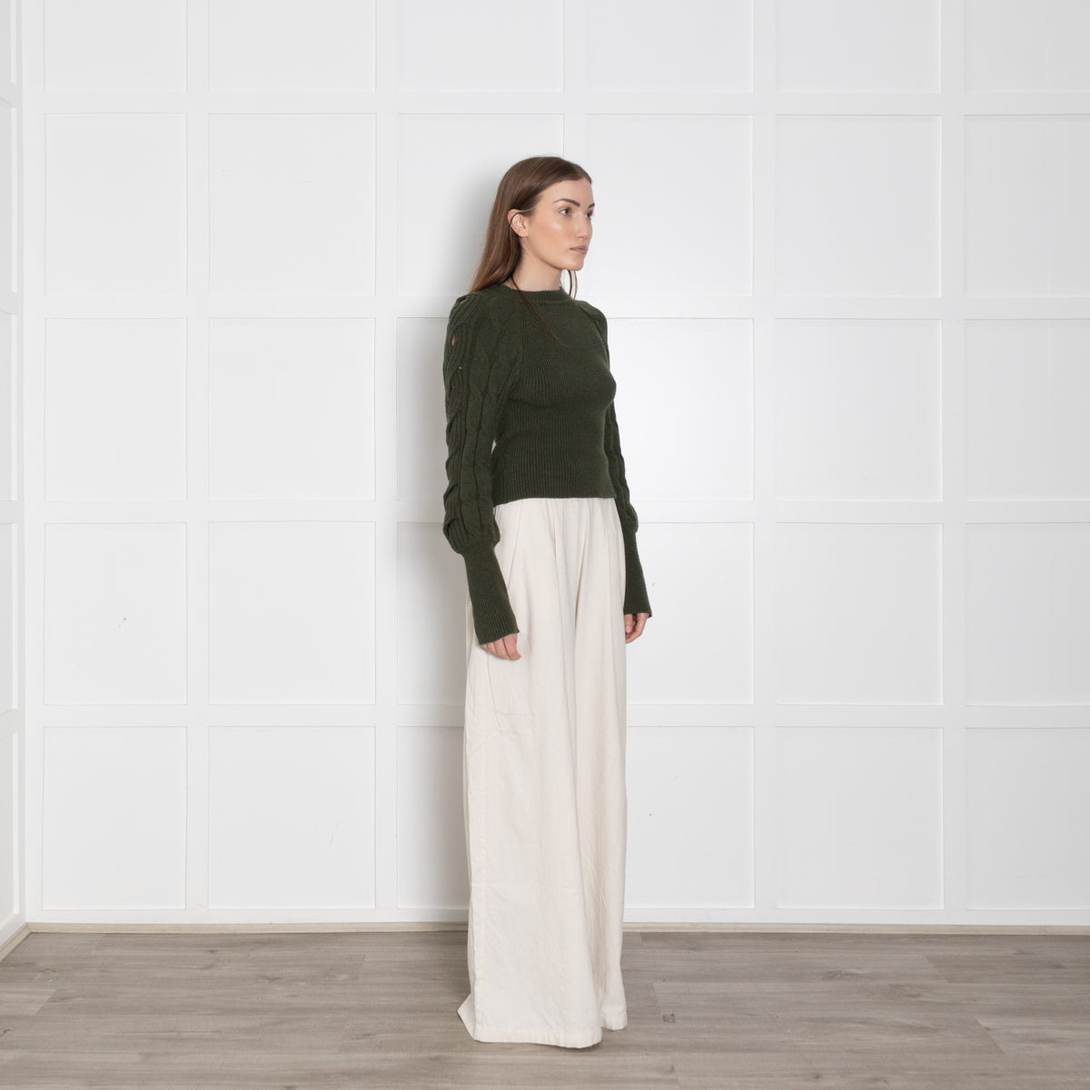 Pinko Green Arm Cable Knit Jumper