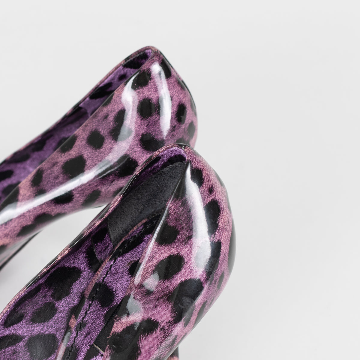 Dolce & Gabbana Purple Leopard Print Patent Court Shoe