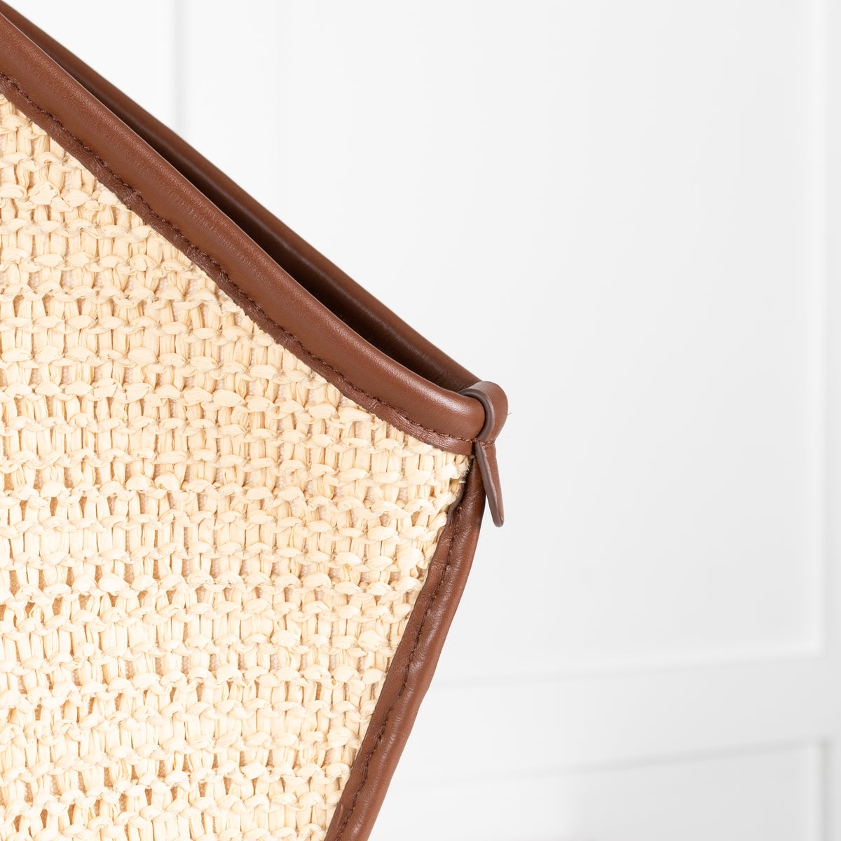 Hereu Natural Calella Raffia Brown Leather Trim Bag