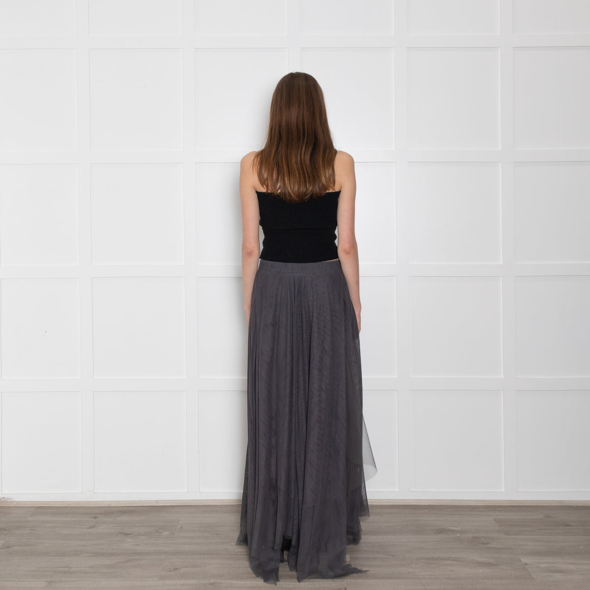 Brunello Cuccinelli Grey Tuille Raggedy Hem Skirt