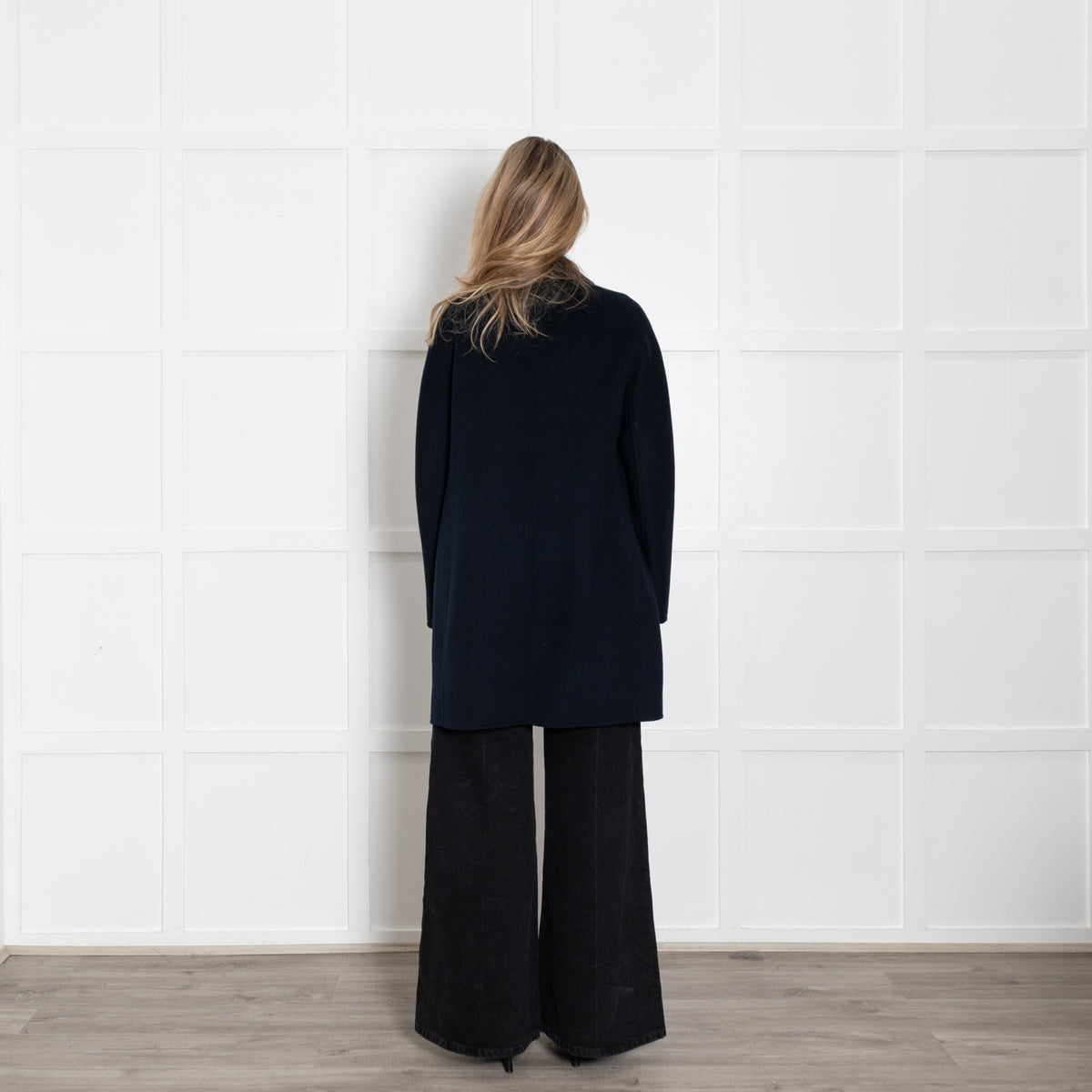 S Max Mara Navy Blue Wool Double Breasted Short Coat